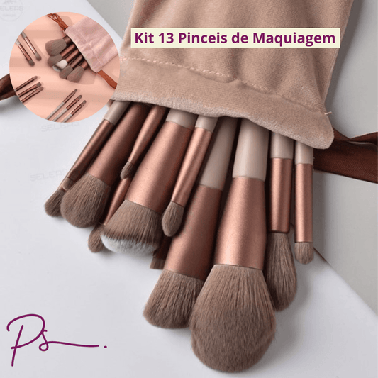 Kit 13 Pincéis De Maquiagem Profissional